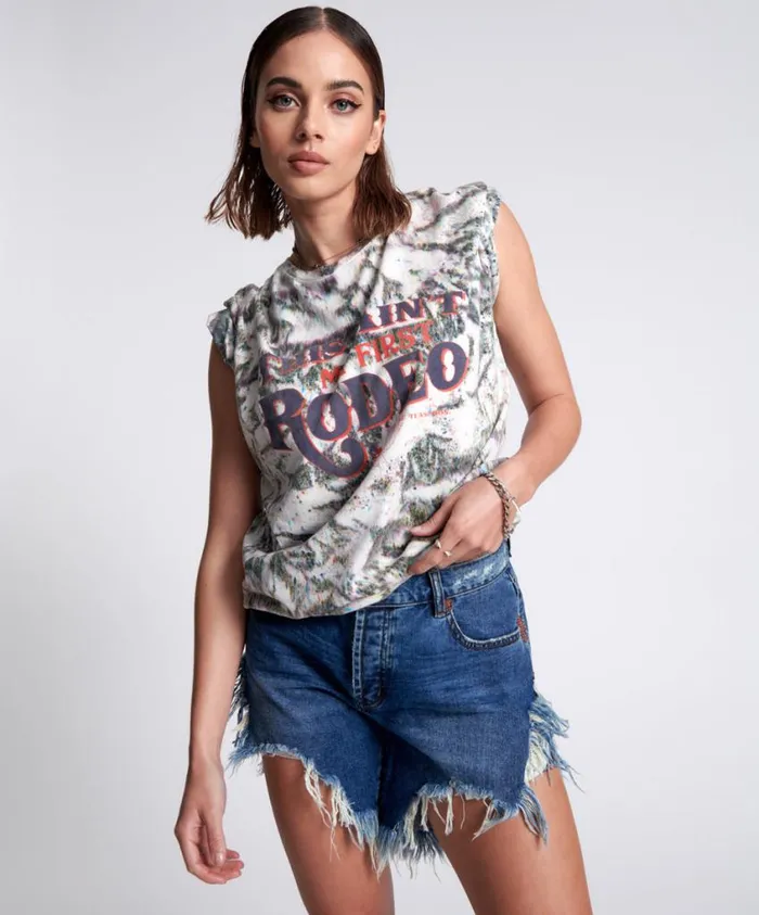 One Teaspoon Denim Shorts Women Rodeo Blue Frankies Long Length Denim Short Blue One Teaspoon Denim Shorts Women Rodeo Blue Frankies Long Length Denim Short Blue