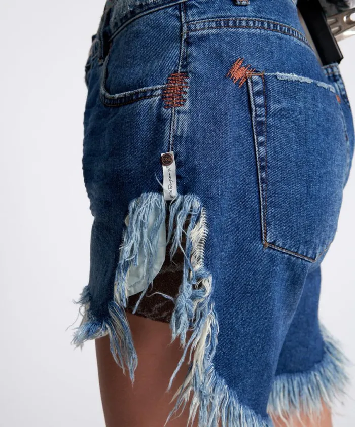 One Teaspoon Denim Shorts Women Rodeo Blue Frankies Long Length Denim Short Blue