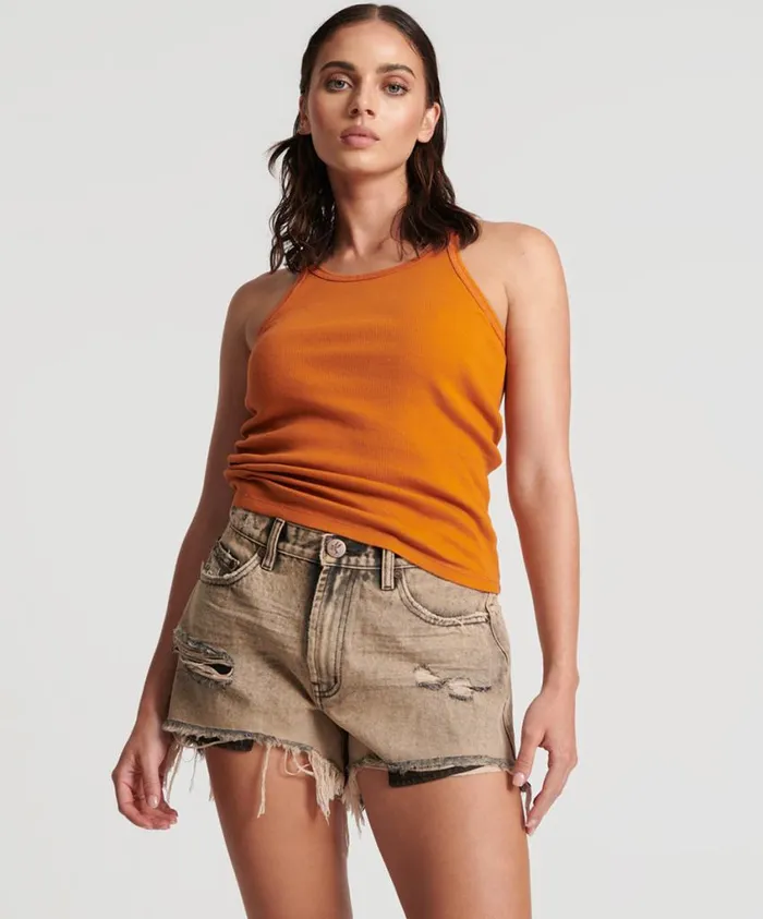 One Teaspoon Denim Shorts Women Rust Truckers Mid Waist Relaxed Short