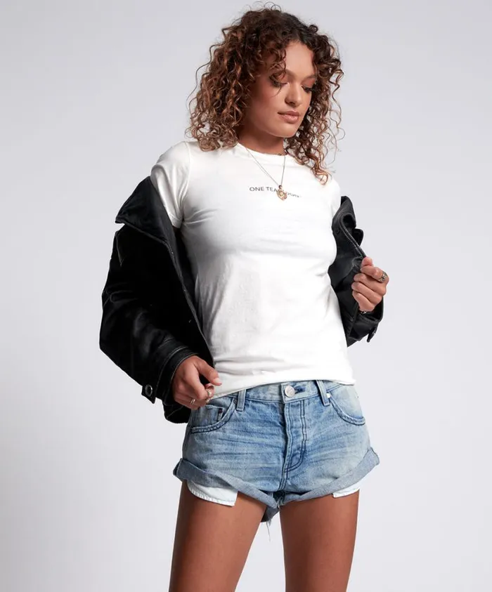 One Teaspoon Denim Shorts Women Salty Dog Bandits Denim Short Blue