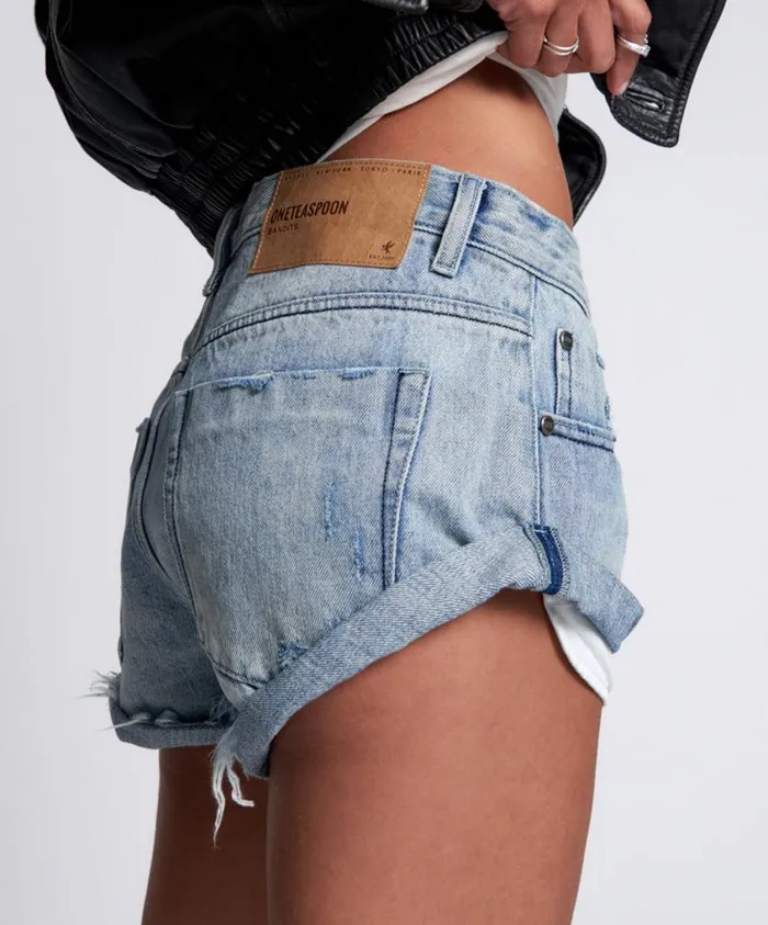 One Teaspoon Denim Shorts Women Salty Dog Bandits Denim Short Blue