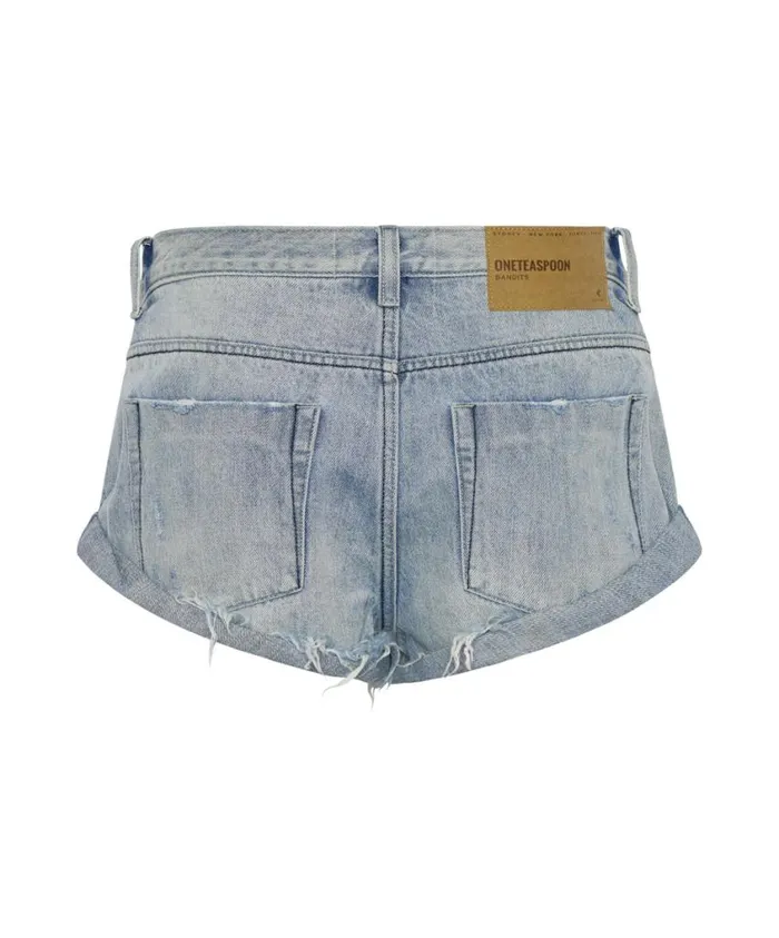 One Teaspoon Denim Shorts Women Salty Dog Bandits Denim Short Blue