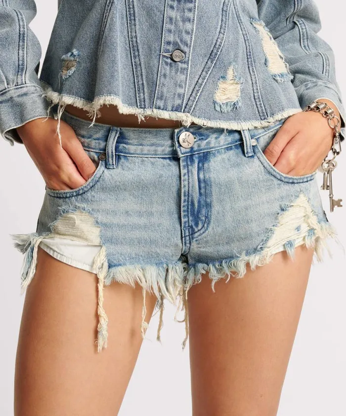 One Teaspoon Denim Shorts Women Salty Dog Bonitas Low Waist Denim Short