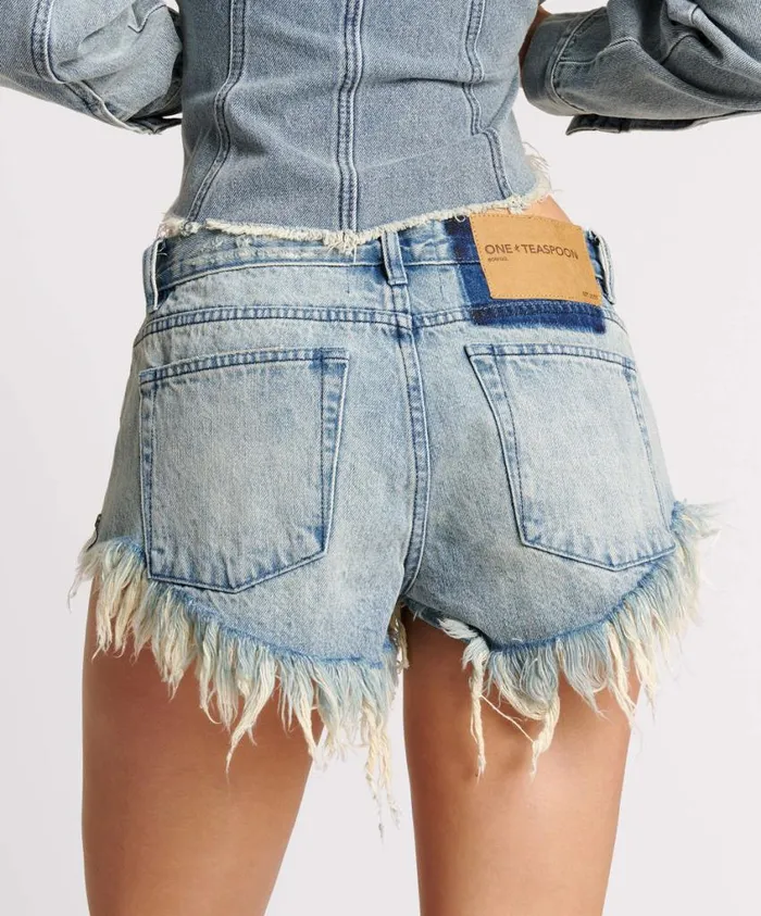 One Teaspoon Denim Shorts Women Salty Dog Bonitas Low Waist Denim Short
