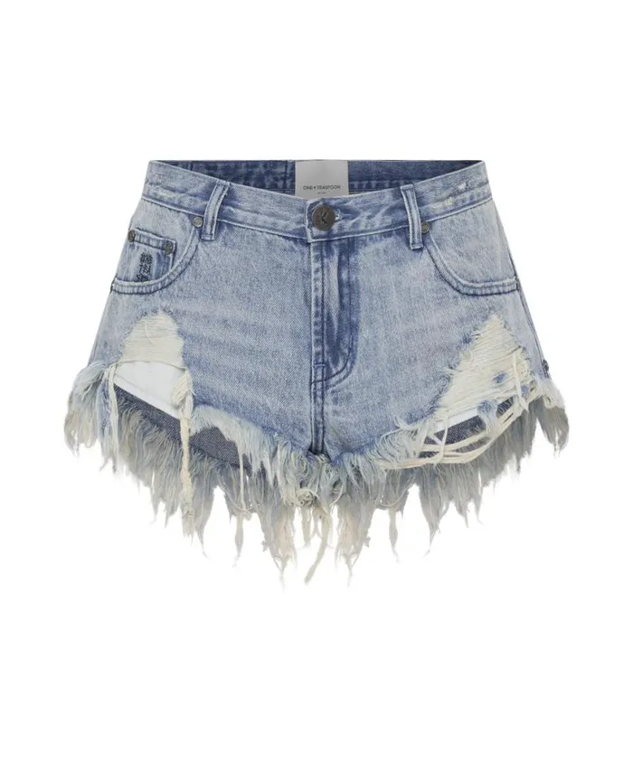 One Teaspoon Denim Shorts Women Salty Dog Bonitas Low Waist Denim Short