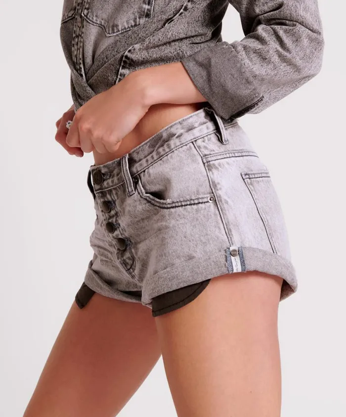 One Teaspoon Denim Shorts Women Slate Acid Bandits Low Waist Denim Short
