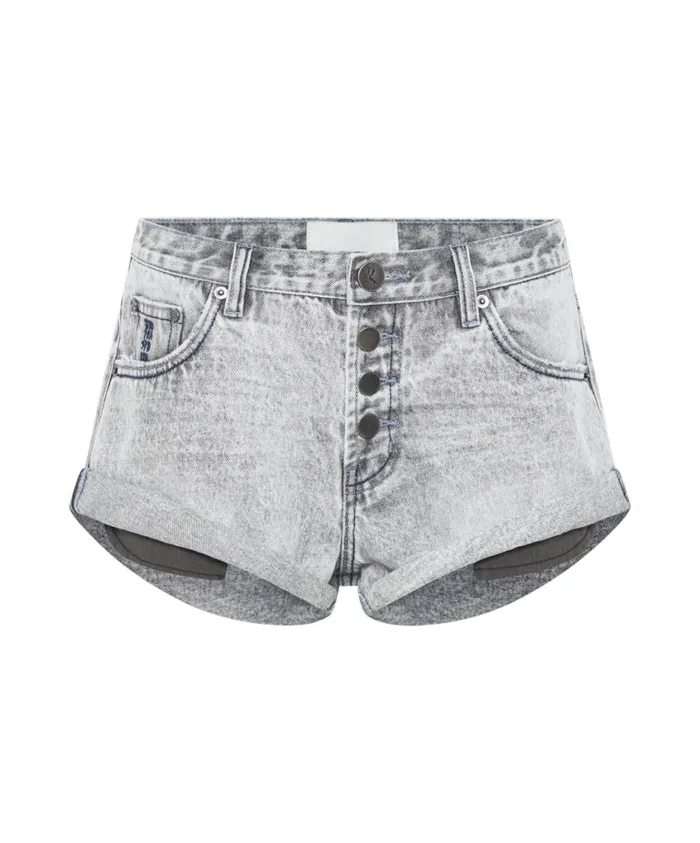 One Teaspoon Denim Shorts Women Slate Acid Bandits Low Waist Denim Short