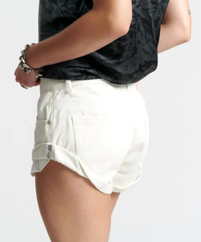 One Teaspoon Denim Shorts Women Soft White Bandits Low Waist Denim Short