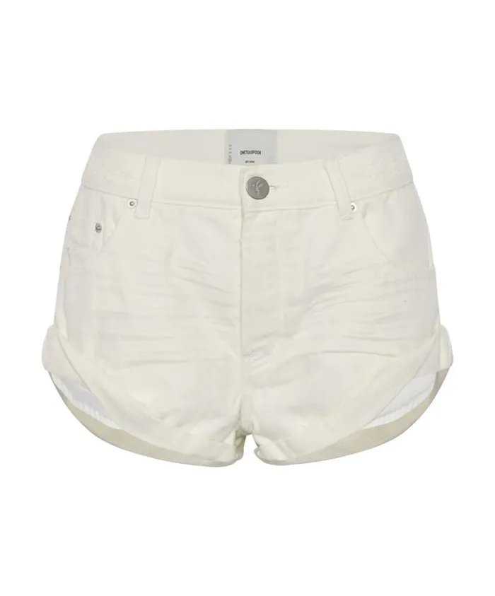One Teaspoon Denim Shorts Women Soft White Bandits Low Waist Denim Short