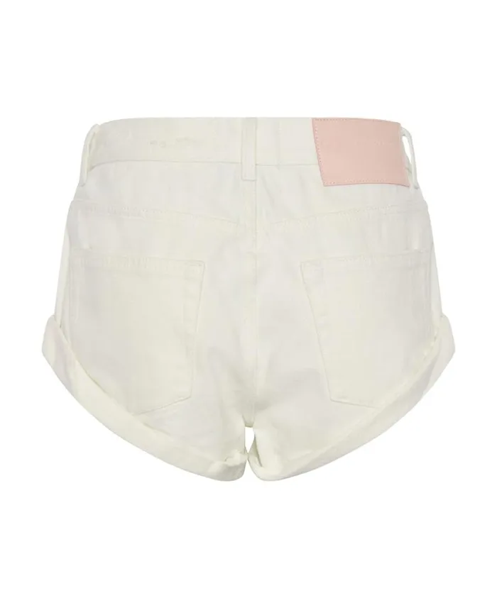 One Teaspoon Denim Shorts Women Soft White Bandits Low Waist Denim Short