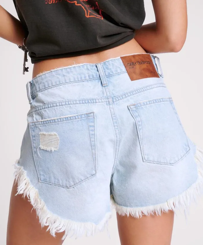 One Teaspoon Denim Shorts Women Sportster Blue Rollers Denim Shorts