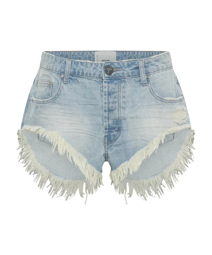 One Teaspoon Denim Shorts Women Sportster Blue Rollers Denim Shorts