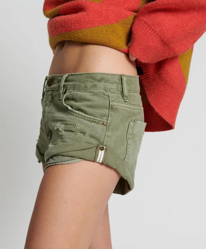 One Teaspoon Denim Shorts Women Super Khaki Bandits Denim Short