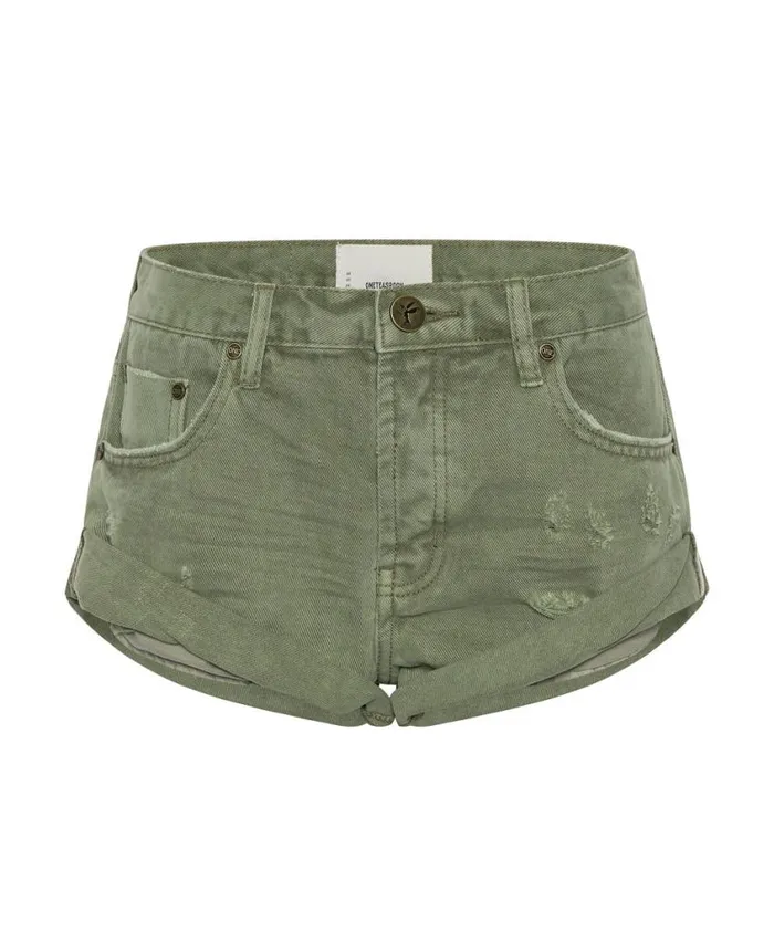 One Teaspoon Denim Shorts Women Super Khaki Bandits Denim Short