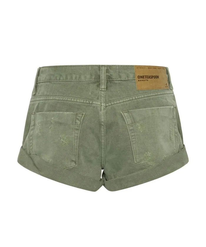 One Teaspoon Denim Shorts Women Super Khaki Bandits Denim Short