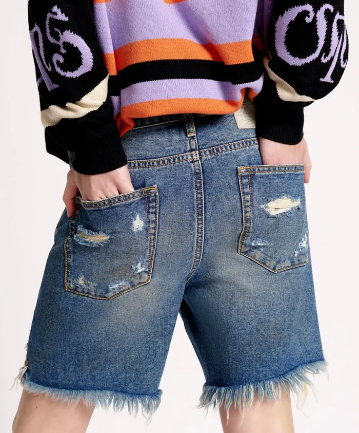 One Teaspoon Denim Shorts Women Used Blue Stevies Long Length Boyfriend Short