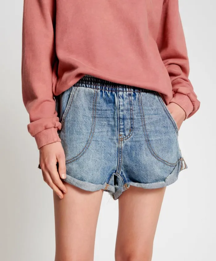 One Teaspoon Denim Shorts Women VENICE HUNTERS ELASTICATED BOYFRIEND SHORTS