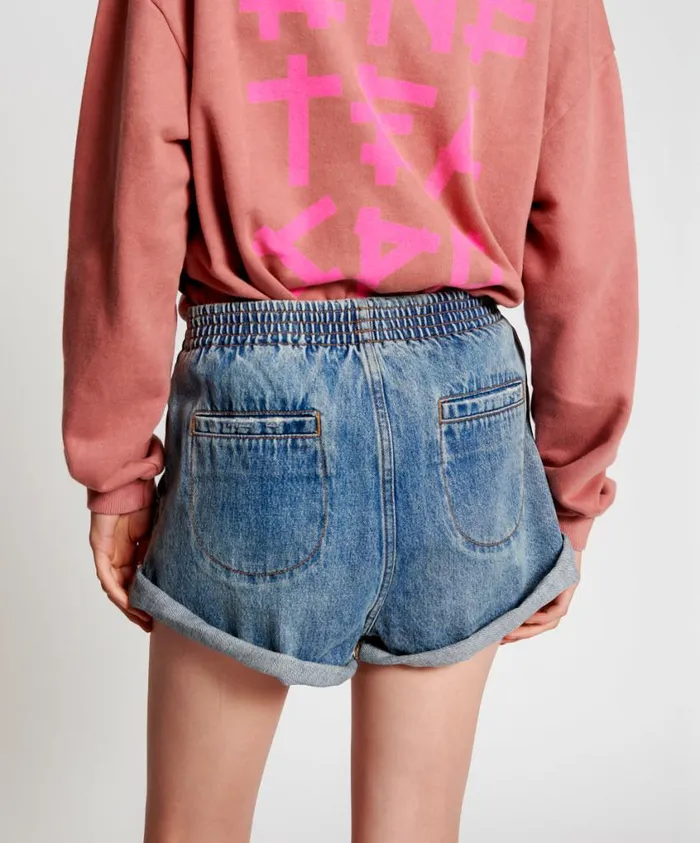 One Teaspoon Denim Shorts Women VENICE HUNTERS ELASTICATED BOYFRIEND SHORTS