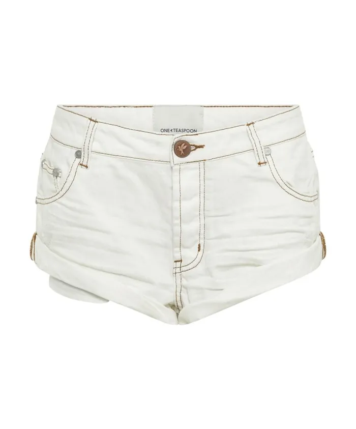 One Teaspoon Denim Shorts Women White Beauty Bandit Low Waist Denim Shorts