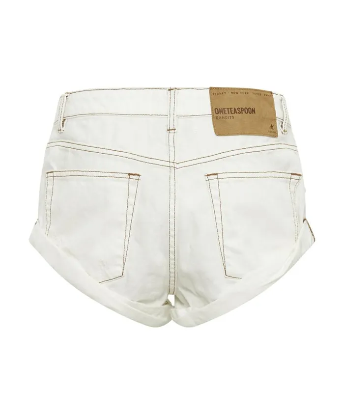 One Teaspoon Denim Shorts Women White Beauty Bandit Low Waist Denim Shorts
