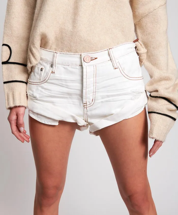 One Teaspoon Denim Shorts Women White Beauty Bandits Denim Short White