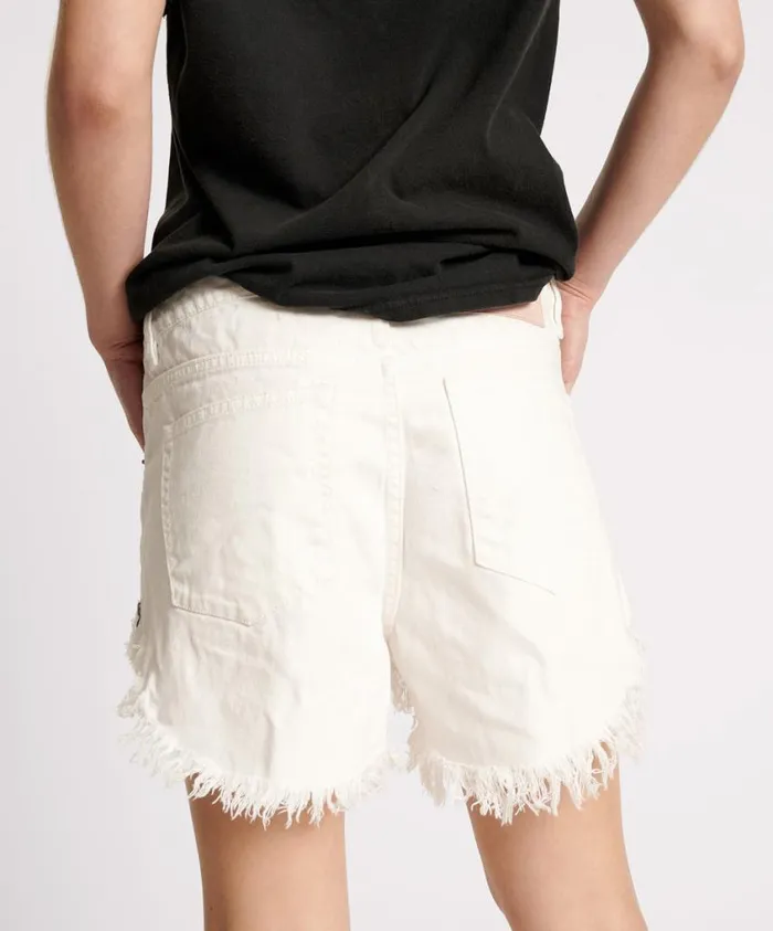 One Teaspoon Denim Shorts Women White Beauty Outlaws Mid Length Denim Short