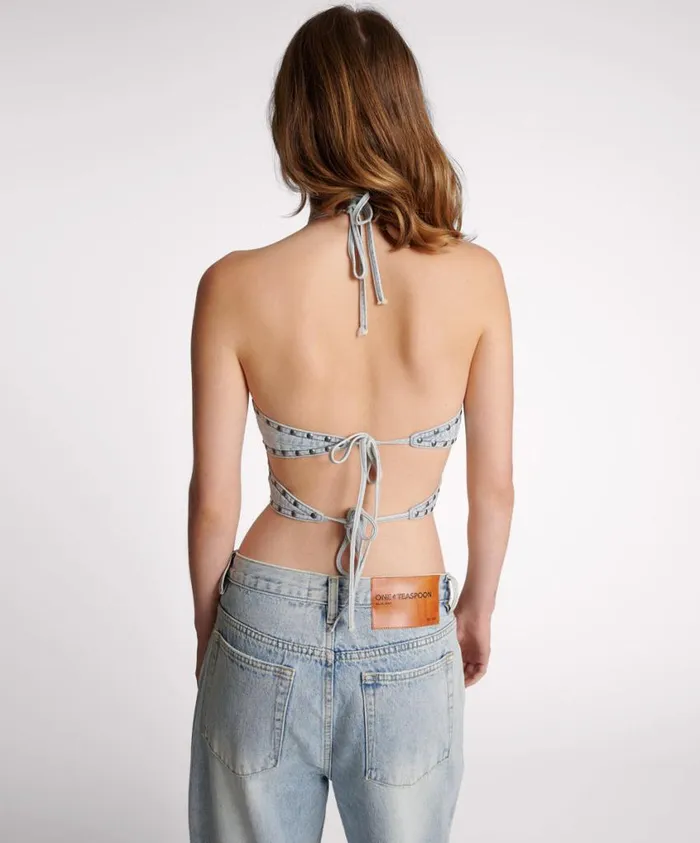One Teaspoon Denim Tops Women Diamonde Star Denim Top