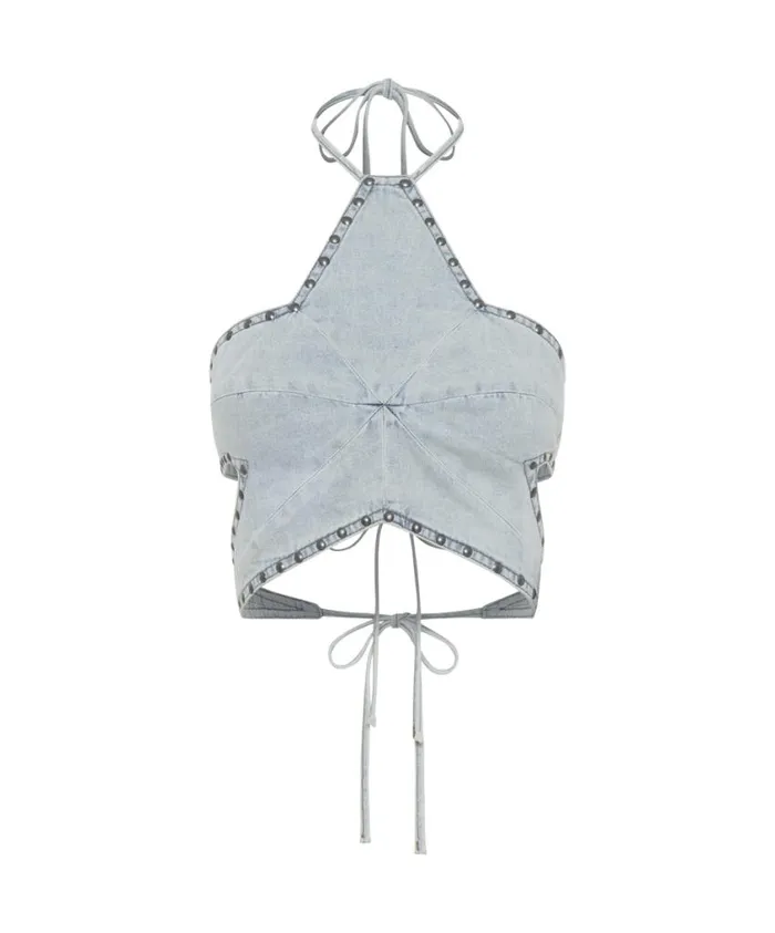 One Teaspoon Denim Tops Women Diamonde Star Denim Top