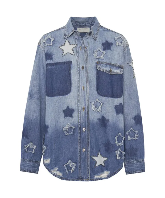 One Teaspoon Denim Tops Women Johnny Blue Star Classic Everyday Shirt