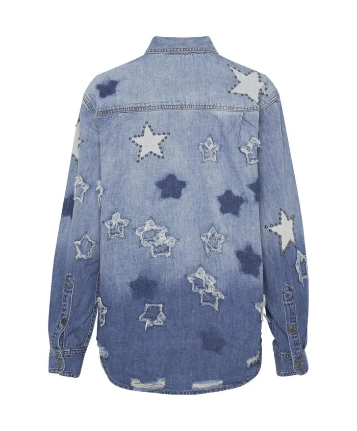 One Teaspoon Denim Tops Women Johnny Blue Star Classic Everyday Shirt