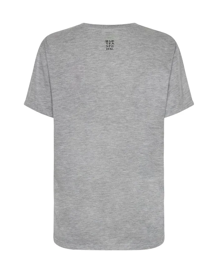 One Teaspoon Graphic Tees Women One Teaspoon Crew Neck Logo Tee Grey USA