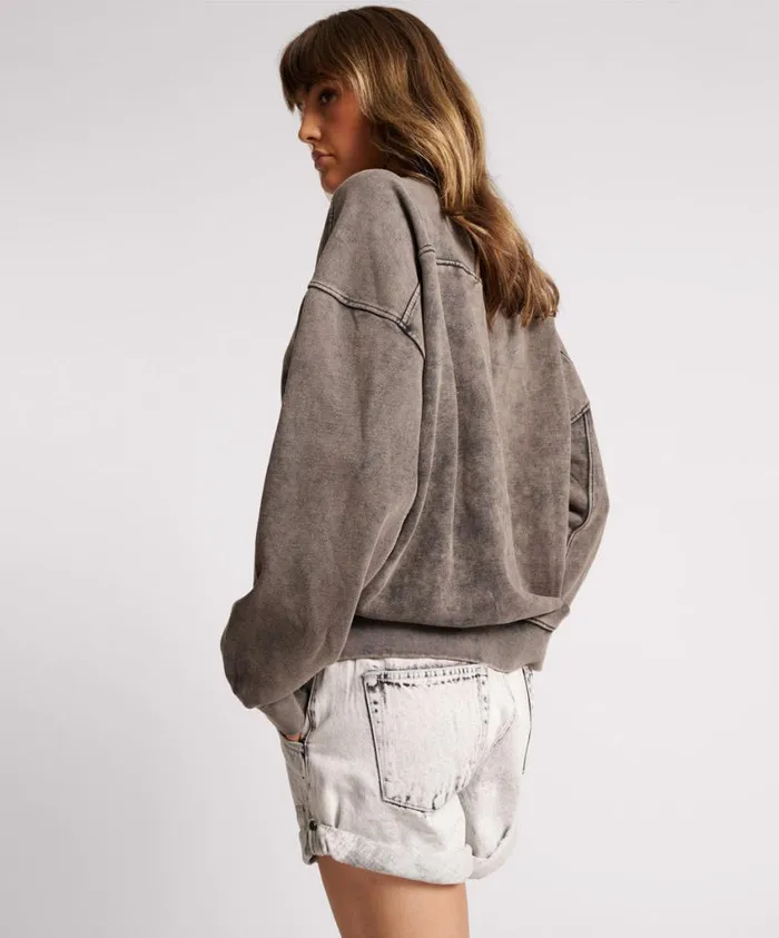 One Teaspoon Hoodies And Sweats Women Charcoal Bower Bird Retro Sweater