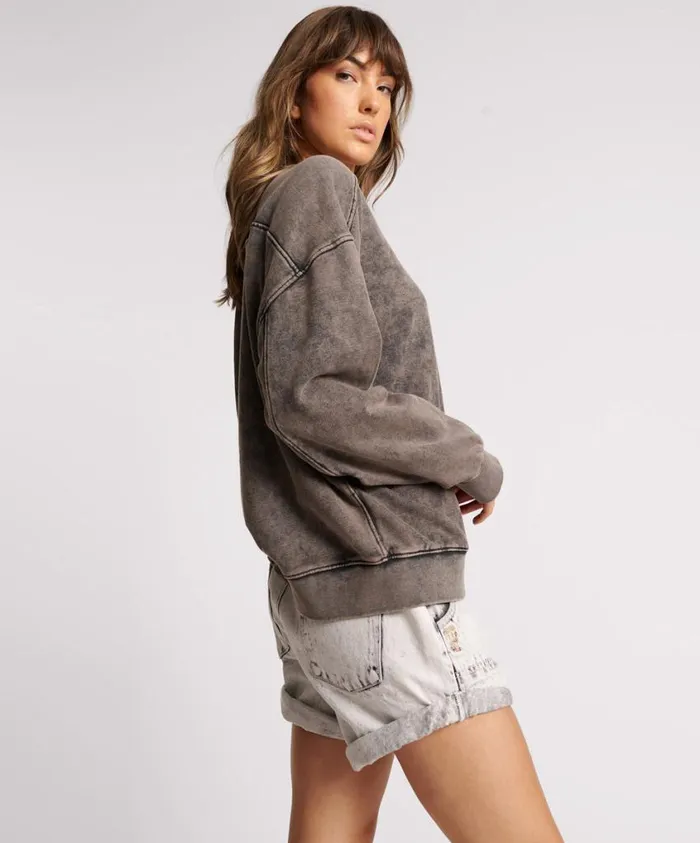 One Teaspoon Hoodies And Sweats Women Charcoal Bower Bird Retro Sweater