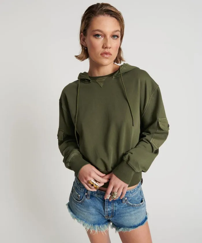 One Teaspoon Hoodies And Sweats Women Dark Khaki Cargo Adventure Hoody