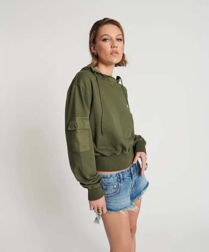 One Teaspoon Hoodies And Sweats Women Dark Khaki Cargo Adventure Hoody
