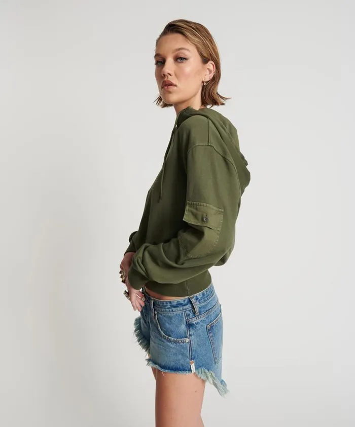 One Teaspoon Hoodies And Sweats Women Dark Khaki Cargo Adventure Hoody