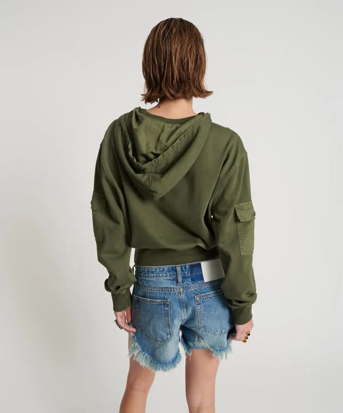 One Teaspoon Hoodies And Sweats Women Dark Khaki Cargo Adventure Hoody