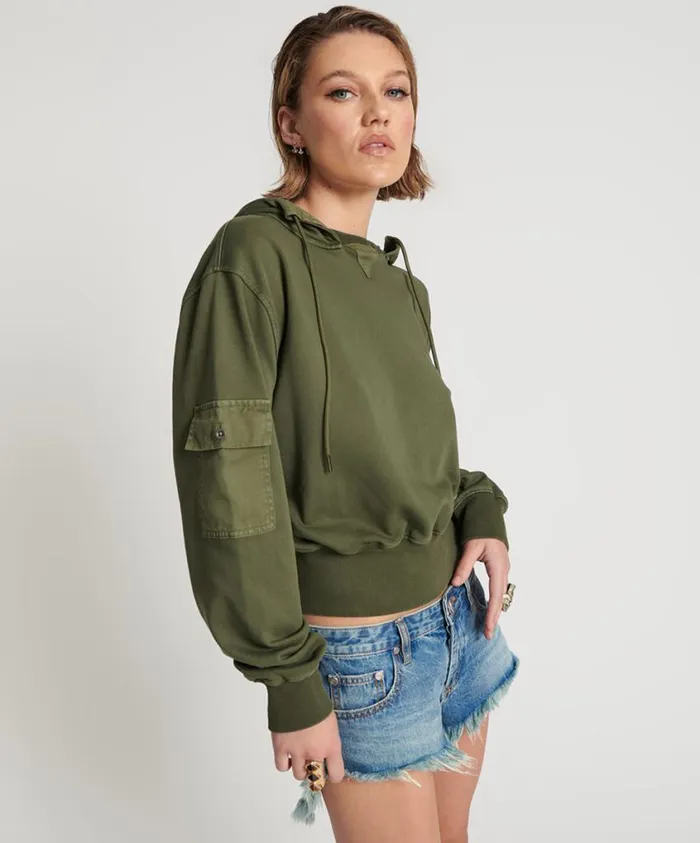 One Teaspoon Hoodies And Sweats Women Dark Khaki Cargo Adventure Hoody