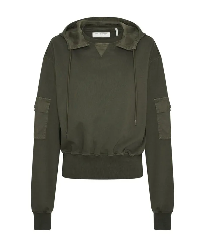 One Teaspoon Hoodies And Sweats Women Dark Khaki Cargo Adventure Hoody