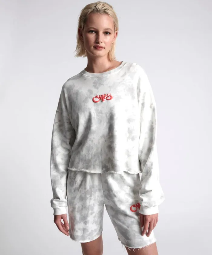 One Teaspoon Hoodies And Sweats Women OTS Commuter Crop Sweater White