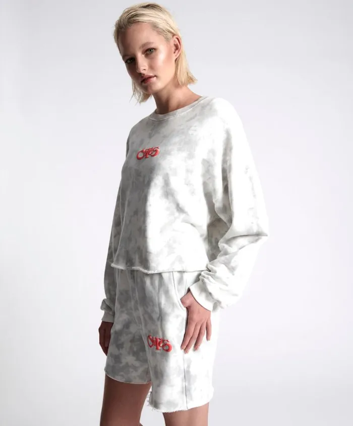 One Teaspoon Hoodies And Sweats Women OTS Commuter Crop Sweater White
