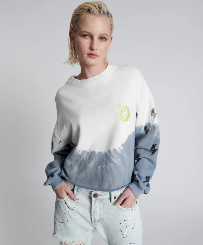 One Teaspoon Hoodies And Sweats Women Smoke And Lightning Cropped Sweater