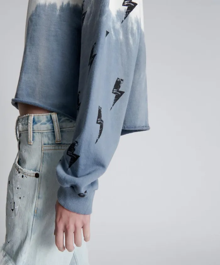 One Teaspoon Hoodies And Sweats Women Smoke And Lightning Cropped Sweater