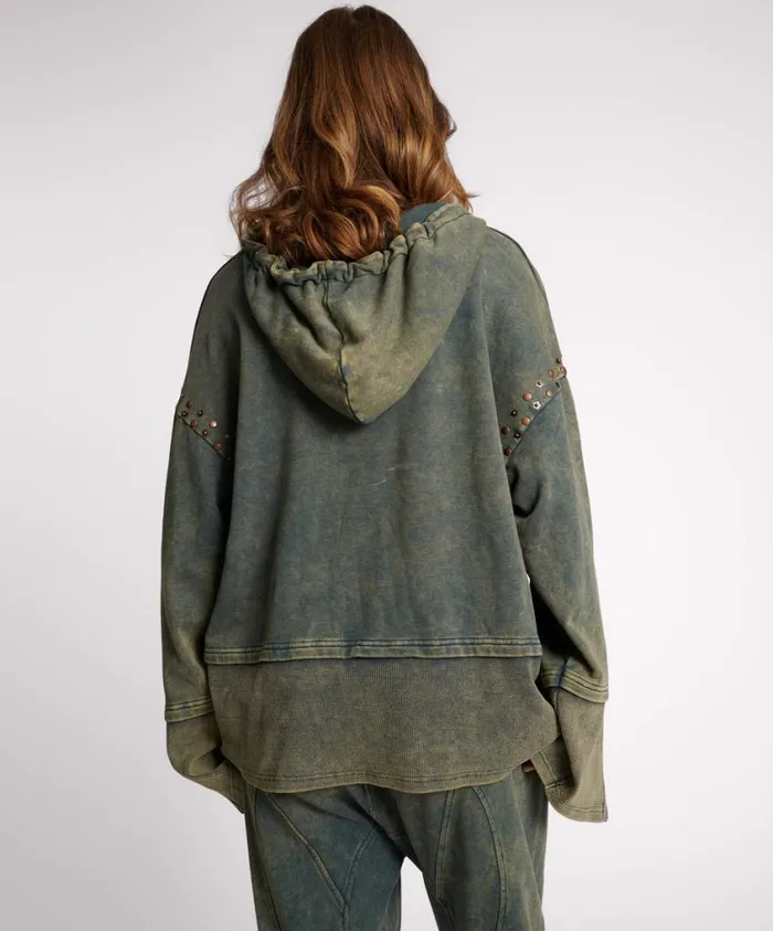One Teaspoon Hoodies And Sweats Women Studded Track Warm Up Hoody
