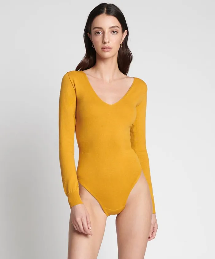 One Teaspoon Intimates Women Pamela Knitted Longsleeve Bodysuit