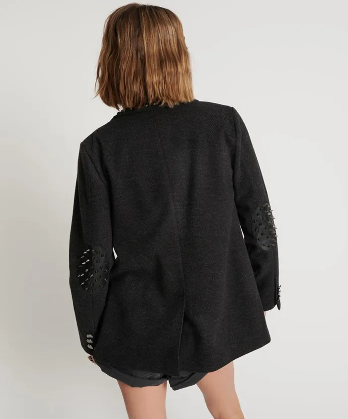 One Teaspoon Jackets Women Charcoal Studded Blazer