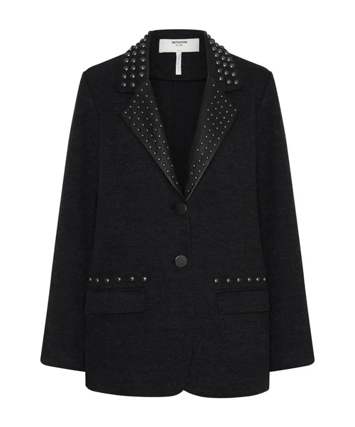 One Teaspoon Jackets Women Charcoal Studded Blazer