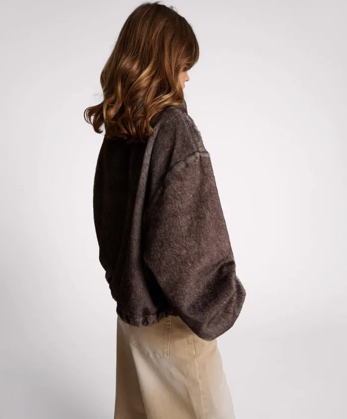 One Teaspoon Jackets Women Sauvage Faux Fur Cropped Pullover Jacket