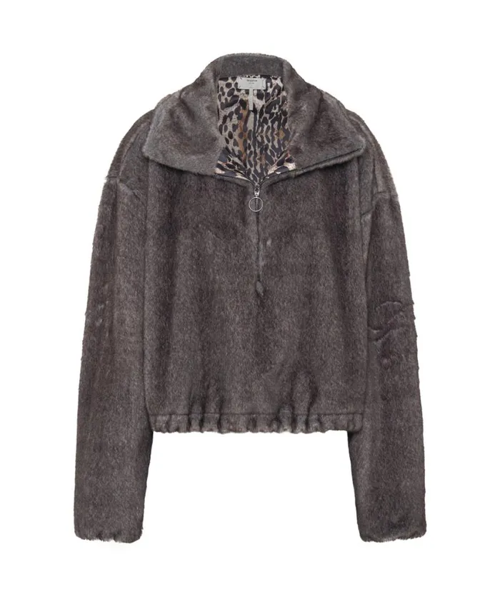 One Teaspoon Jackets Women Sauvage Faux Fur Cropped Pullover Jacket