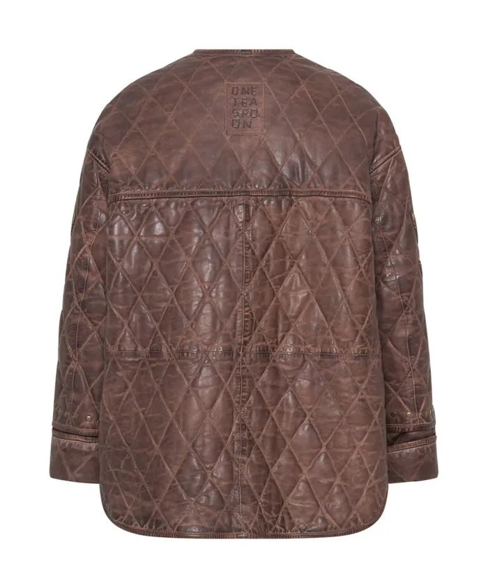 One Teaspoon Jackets Women Vintage Brown Eagle Eye Wadded Jacket